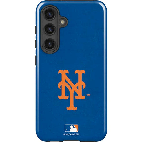 MLB New York Mets - Solid Distressed Galaxy S25 Impact Case